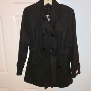Calvin Klein Wool Belted Double Breasted Trench